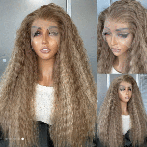 Blonde Water Wave Lace Front Wig – 56 cm Soft Texture Waves with a Natural Brazilian-Inspired Finish